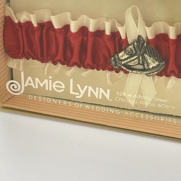 Vintage Jamie Lynn Red & Cream Satin Garter Wedding Western Horse Rodeo in Box - Picture 7 of 8